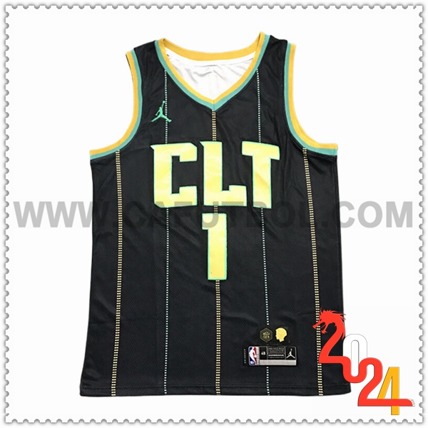 Camisetas NBA Charlotte Hornets (BALL #1) 2024/25 Negro/Amarillo