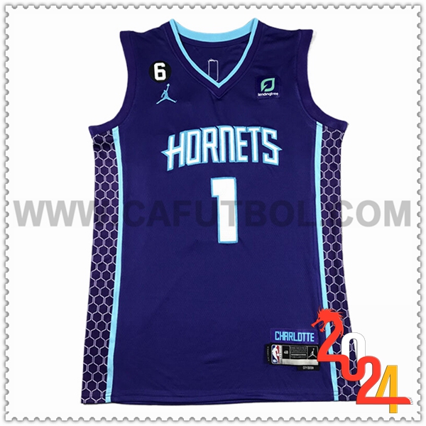 Camisetas NBA Charlotte Hornets (BALL #1) 2024/25 Violeta -02