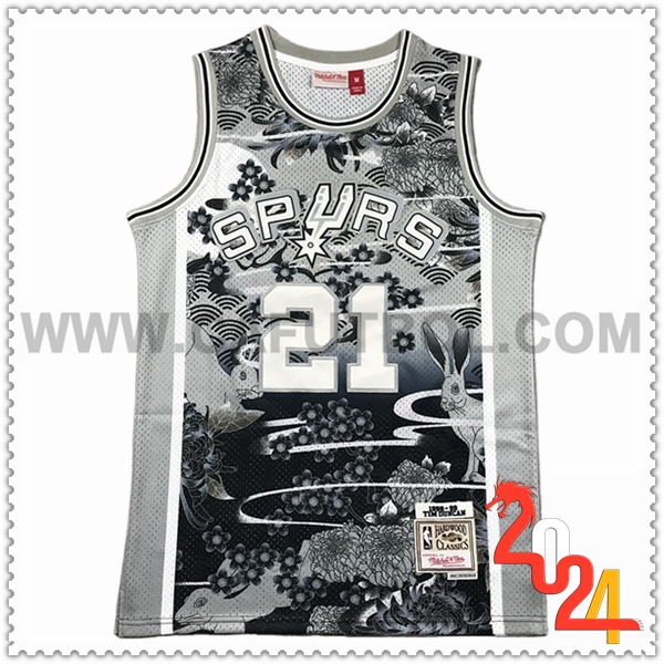 Camisetas NBA San Antonio Spurs (DUNCAN #21) 2024/25 Gris/Negro