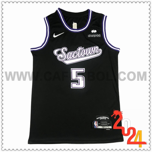 Camisetas NBA Sacramento Kings (FOX #5) 2024/25 Negro/Blanco