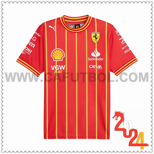 Camiseta de manga corta F1 Scuderia Ferrari Team (SAINZ #55) Rojo/Amarillo 2024