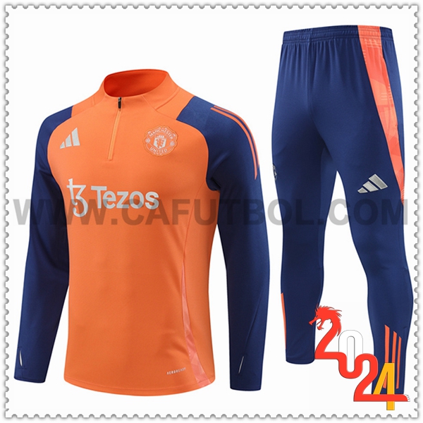 Chandal Futbol Manchester United Naranja/Azul 2024 2025