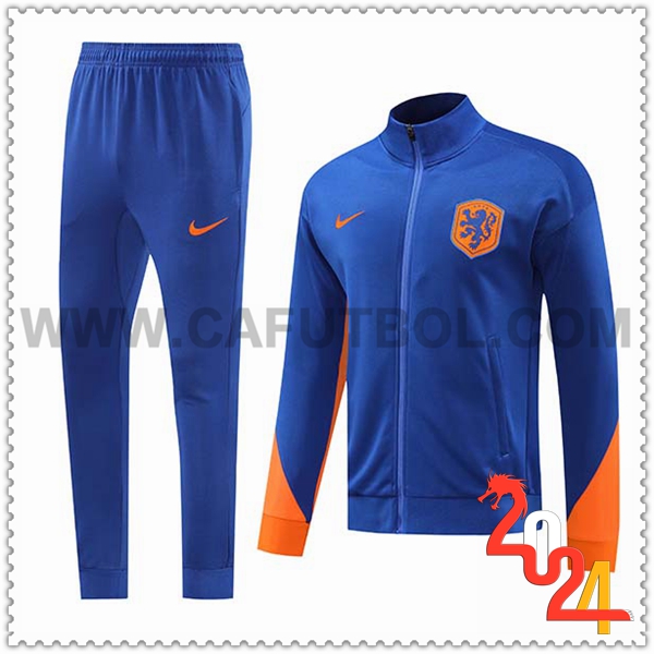 Chandal Chaquetas Futbol Países Bajos Azul/Naranja 2024 2025