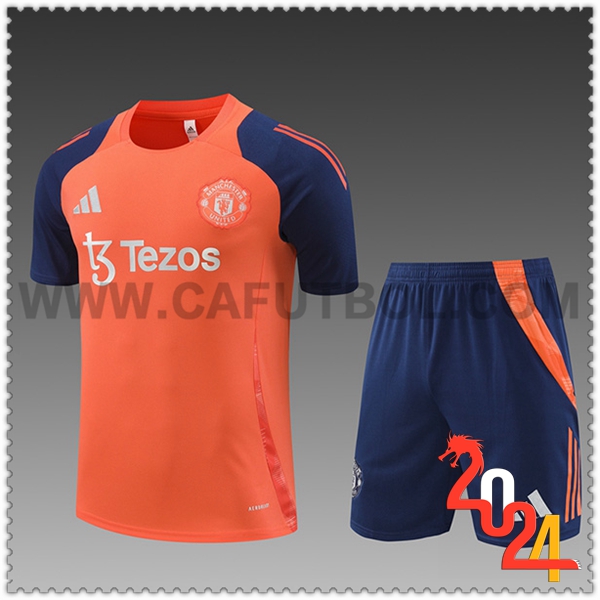 Camiseta Entrenamiento Manchester United Ninos Naranja/Azul 2024 2025