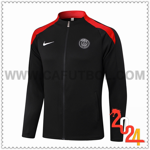 Chaquetas Futbol PSG Negro/Rojo 2024 2025