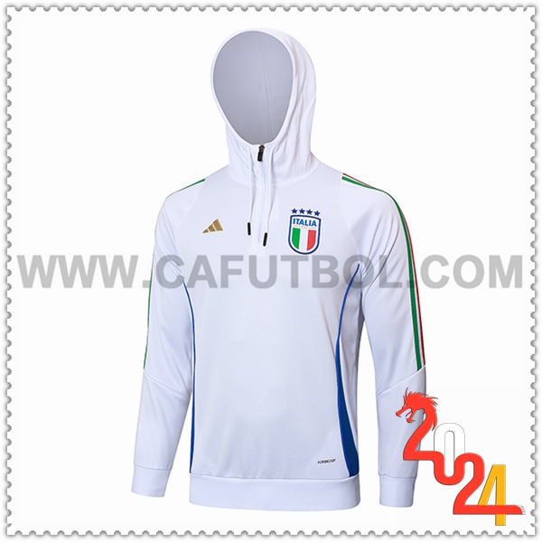 Chaqueta Con Capucha Italia Blanco/Azul 2024 2025