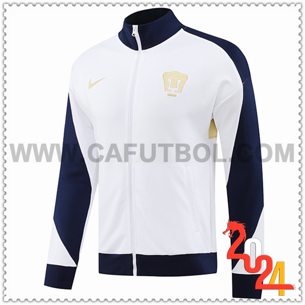 Chaquetas Futbol Pumas UNAM Blanco/Azul/Amarillo 2024 2025