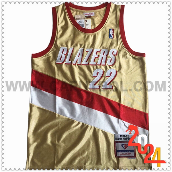 Camisetas Portland Trail Blazers (DREXLER #22) 2024/25 Amarillo/Rojo/Blanco