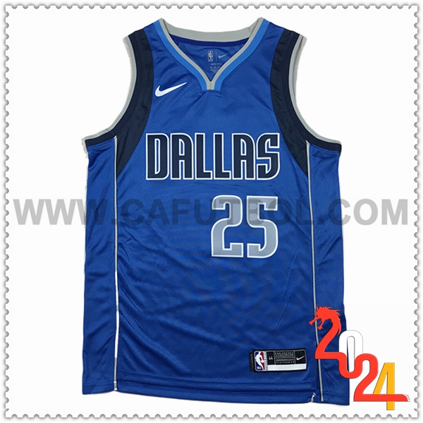 Camisetas Dallas Mavericks (WASHINGTON JR. #25) 2024/25 Azul/Negro