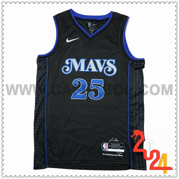 Camisetas Dallas Mavericks (WASHINGTON JR. #25) 2024/25 Negro/Azul