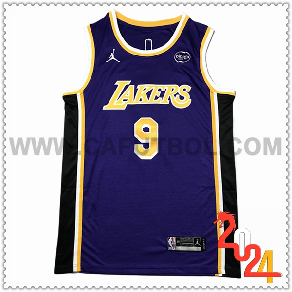 Camisetas Los Angeles Lakers (JAMES JR. #9) 2024/25 Violeta/Amarillo/Negro