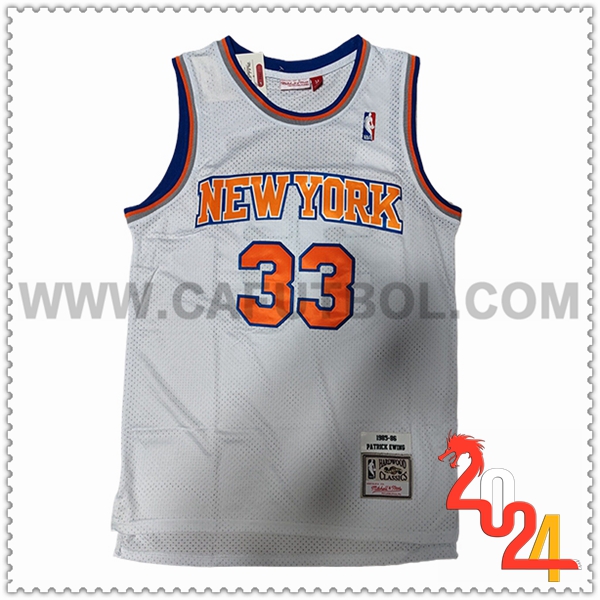 Camisetas New York Knicks (EWING #33) 2024/25 Blanco/Naranja/Azul