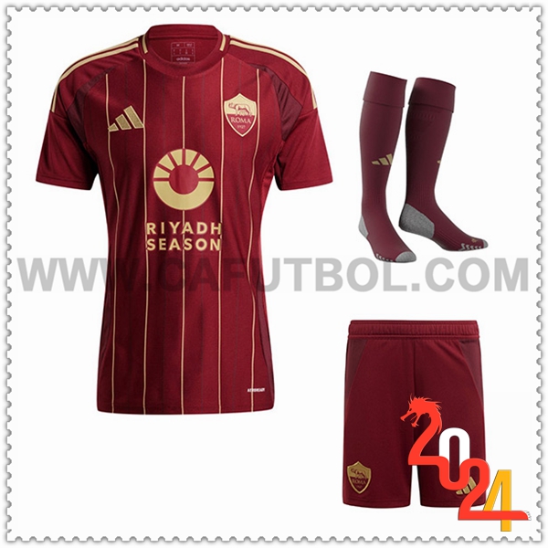 Primera Equipacion del AS Roma (Pantalones + Chaussettes) 2024 2025