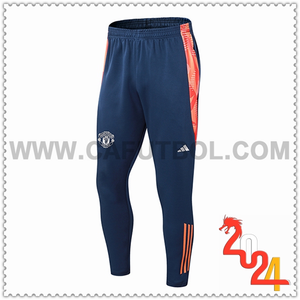 Pantalones Entrenamiento Manchester United Azul/Naranja 2024 2025