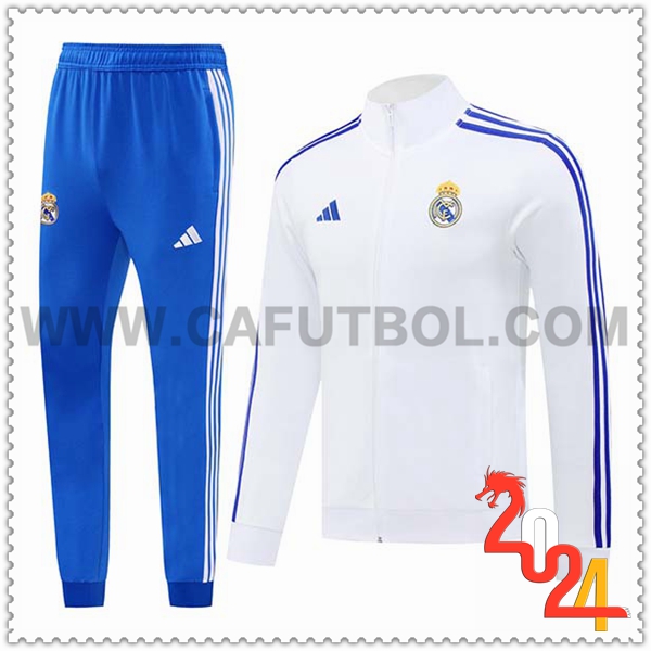 Chandal Chaquetas Futbol Real Madrid Blanco/Azul 2024 2025