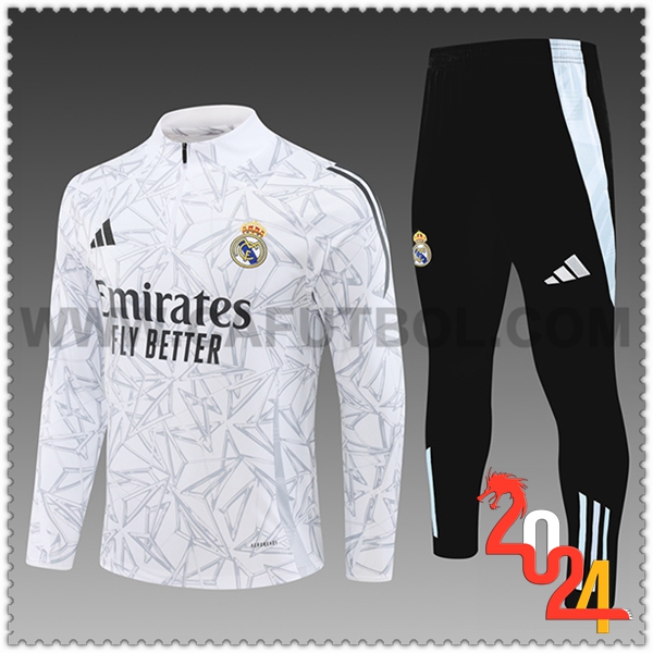 Chandal Futbol Real Madrid Ninos Blanco/Gris/Negro 2024 2025