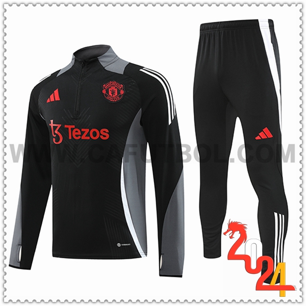 Chandal Futbol Manchester United Ninos Negro/Gris 2024 2025