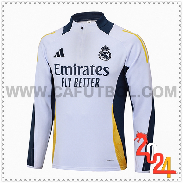 Sudadera Entrenamiento Real Madrid Blanco/Azul/Amarillo 2024 2025