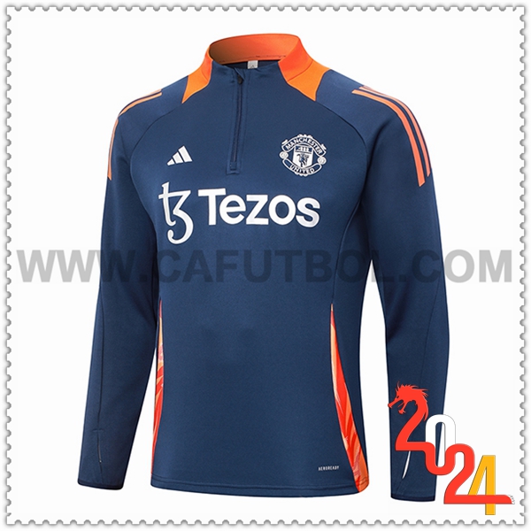 Sudadera Entrenamiento Manchester United Azul/Naranja 2024 2025