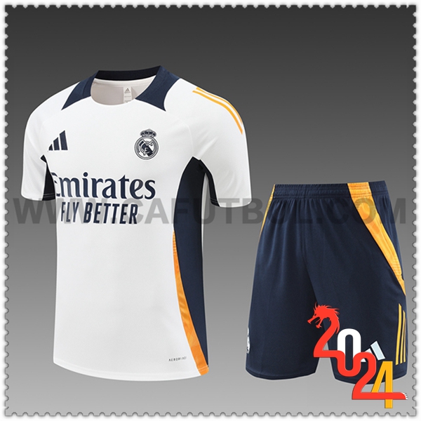 Camiseta Entrenamiento Real Madrid Ninos Blanco/Negro/Naranja 2024 2025