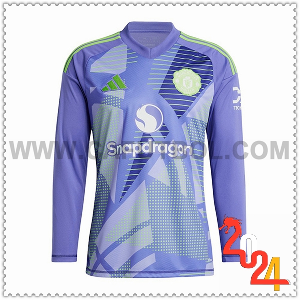 Camiseta Futbol Portero Manchester United Mangas largas Purpura 2024 2025