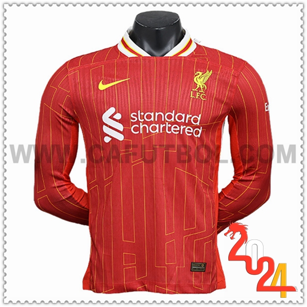 Primera Camiseta Futbol Liverpool Mangas largas 2024 2025