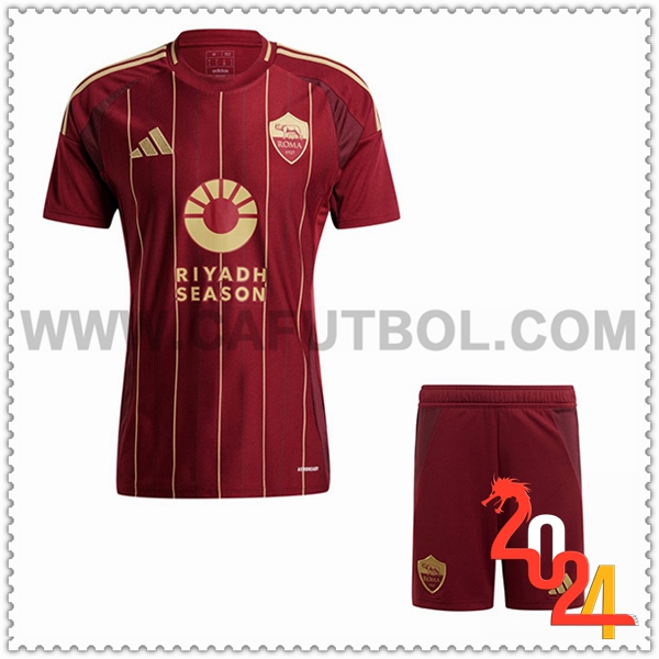 Primera Nuevo Equipacion del AS Roma Ninos 2024 2025