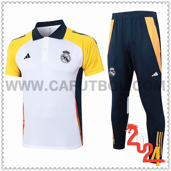 Camiseta Polo Real Madrid Blanco/Amarillo/Azul 2024 2025