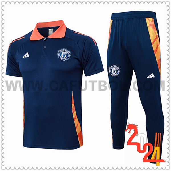 Camiseta Polo Manchester United Azul/Naranja 2024 2025