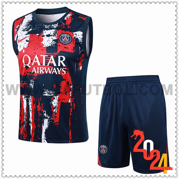 Camiseta Entrenamiento sin mangas PSG Rojo/Azul/Blanco 2024 2025