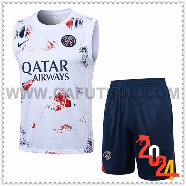 Camiseta Entrenamiento sin mangas PSG Blanco/Rojo/Azul 2024 2025