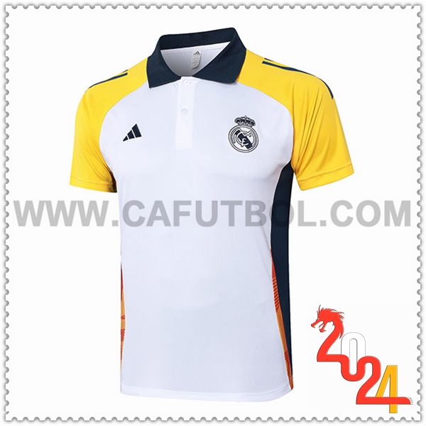 Camiseta Polo Real Madrid Blanco/Amarillo/Azul 2024 2025