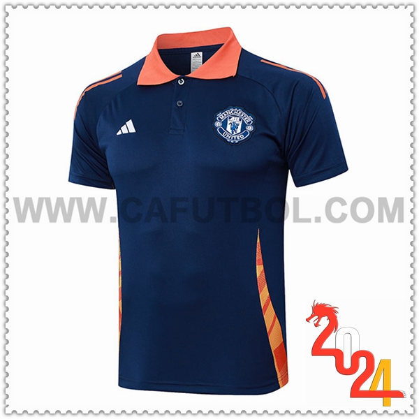 Camiseta Polo Manchester United Azul/Naranja 2024 2025