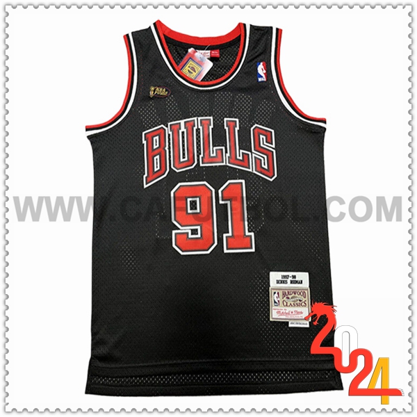 Camisetas Chicago Bulls (RODMAN #91) 2024/25 Negro/Rojo