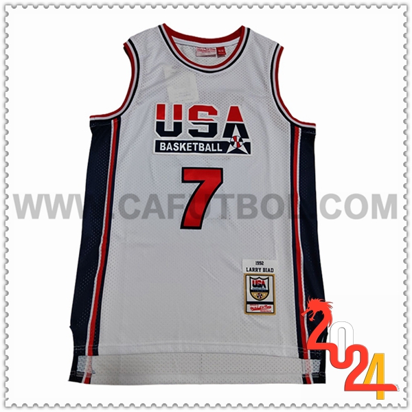 Camisetas USA (BIRD #7) 2024/25 Blanco/Rojo/Negro