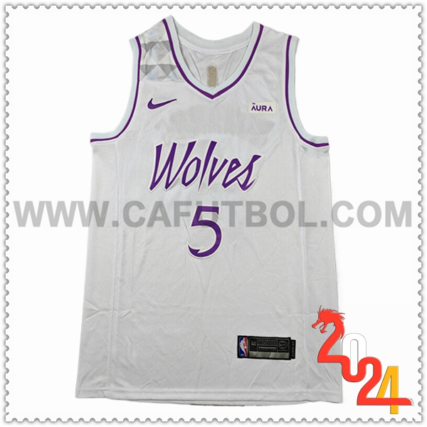 Camisetas Minnesota Timberwolves (EDWARDS #5) 2024/25 Blanco/Violeta