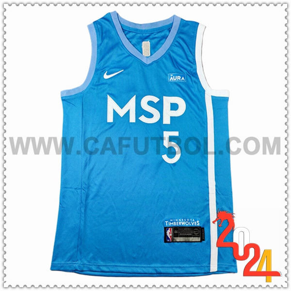 Camisetas Minnesota Timberwolves (EDWARDS #5) 2024/25 Azul/Blanco -02