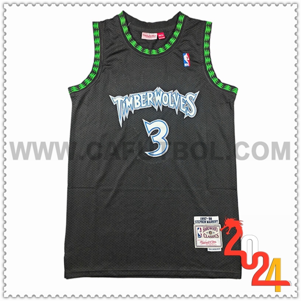 Camisetas Minnesota Timberwolves (EDWARDS #5) 2024/25 Negro/Verde -03