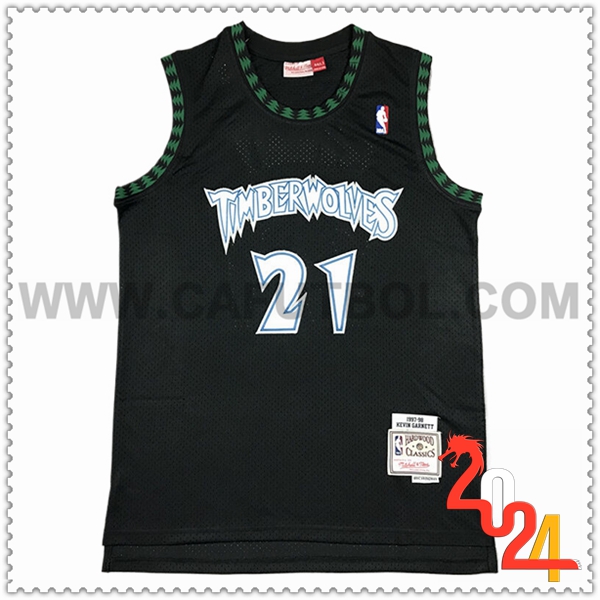 Camisetas Minnesota Timberwolves (GARNETT #21) 2024/25 Negro/Verde -02