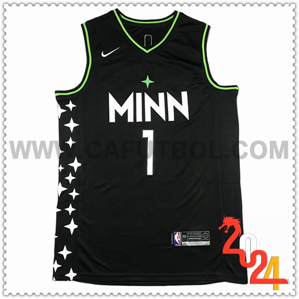 Camisetas Minnesota Timberwolves (EDWARDS #1) 2024/25 Negro/Verde