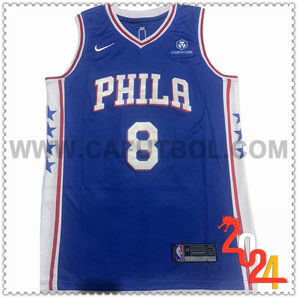 Camisetas Philadelphia 76ers (GEORGE #8) 2024/25 Azul/Blanco