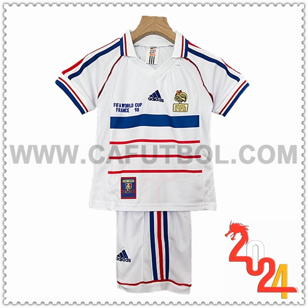 Segunda Equipacion Retro Francia Ninos 1998