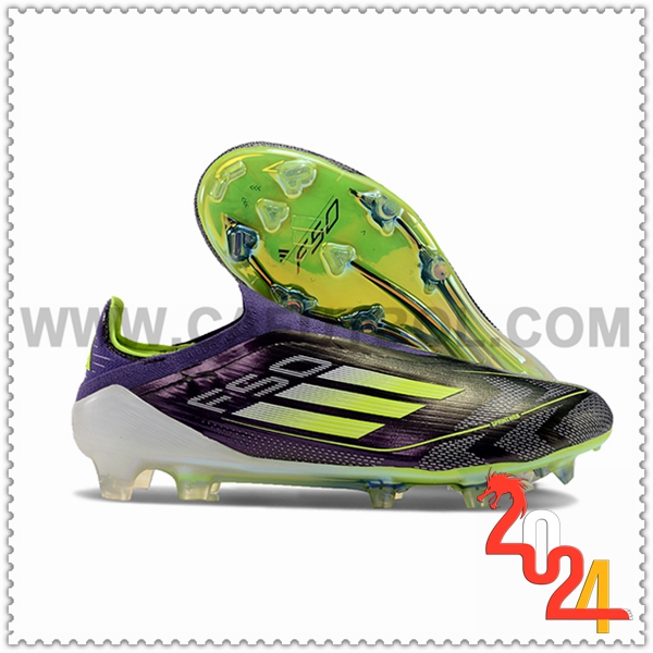 Adidas Botas De Fútbol F50 Elite Laceless FG Negro/Verde/Violeta