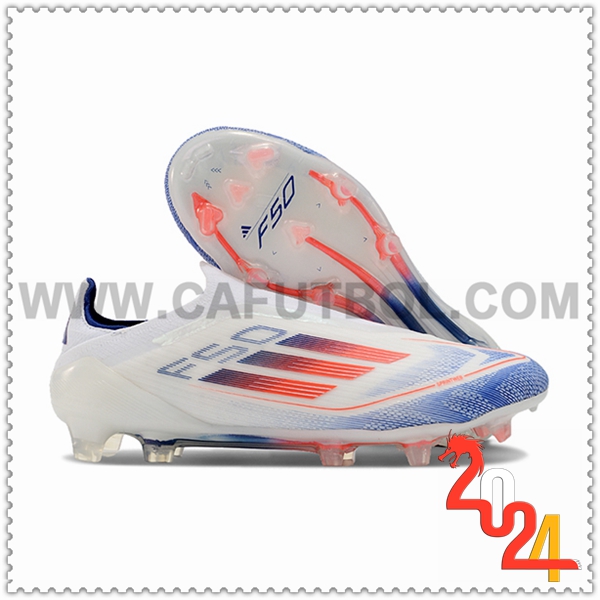 Adidas Botas De Fútbol F50 Elite Laceless FG Blanco/Azul/Naranja