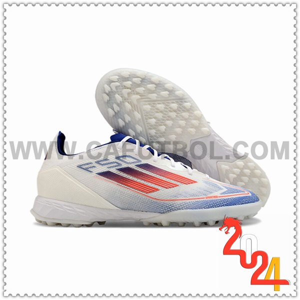 Adidas Botas De Fútbol F50 PRO TF Blanco/Azul/Naranja