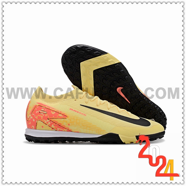 Nike Botas De Fútbol Air Zoom Mercurial Vapor XVI Elite TF Amarillo/Negro/Naranja -02