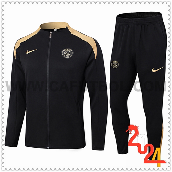 Chandal Futbol Chaquetas PSG Negro/Amarillo 2024 2025