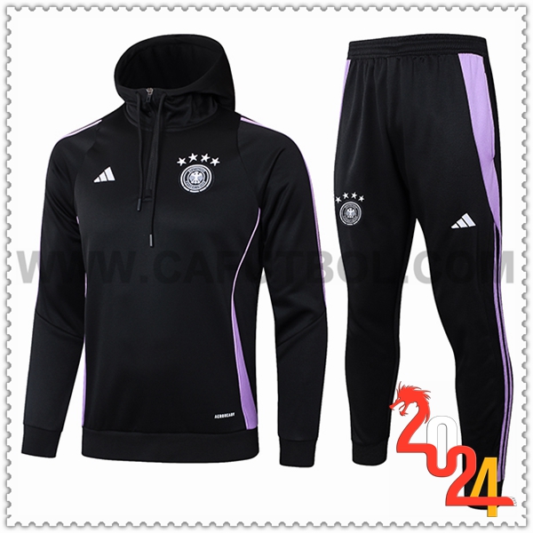 Chaqueta Con Capucha Chandal Rompevientos Alemania Negro/Violeta 2024 2025