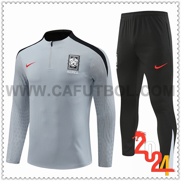 Chandal Futbol Corée Du Sud Gris/Negro 2024 2025