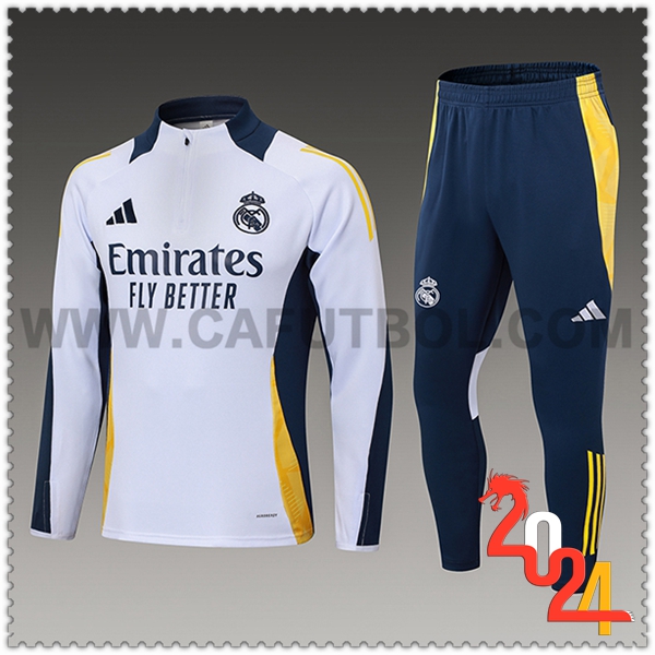 Chandal Futbol Real Madrid Ninos Blanco/Azul/Amarillo 2024 2025 -02